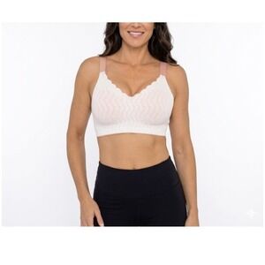 FORLEST Women's Lily White Sharon Scalloped Embossed Lace Up Bra Size 3XL NWT